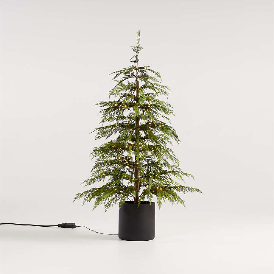 Faux Potted Hemlock Small PreLit LED Christmas Tree with White Lights