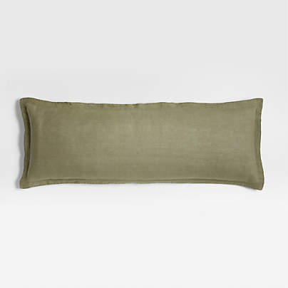 Hemp 54"x20" Garden Green Throw Pillow with Feather Insert