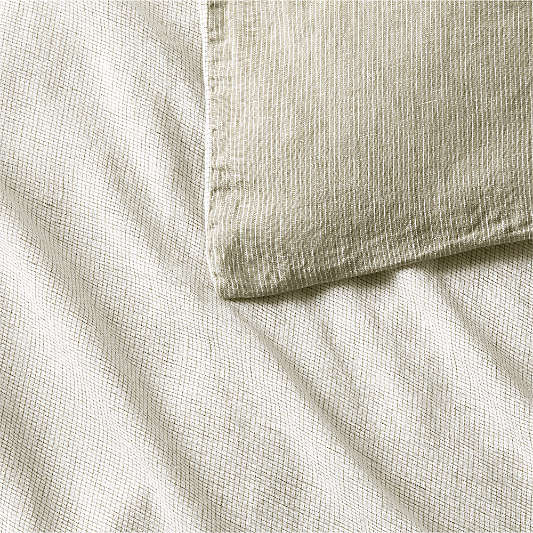 Aire Natural Hemp Garden Green Grid Twin/Twin XL Duvet Cover