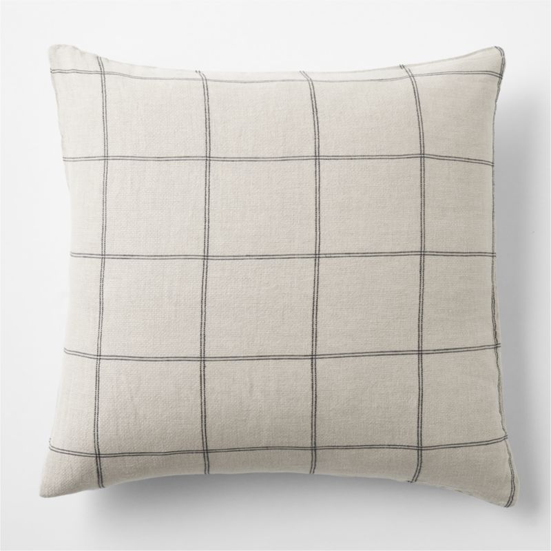 Natural Hemp Arcadia Tan and Midnight Navy Reversible Grid Euro Bed Pillow Sham - image 8 of 8