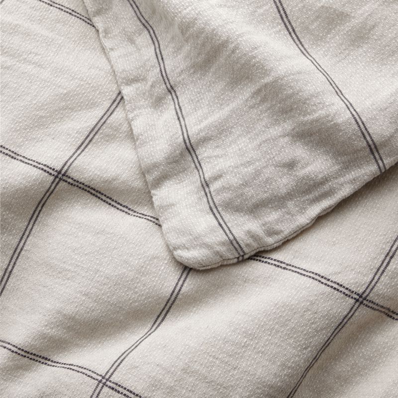 Natural Hemp Arcadia Tan and Midnight Navy Reversible Grid King Duvet Cover - image 11 of 12