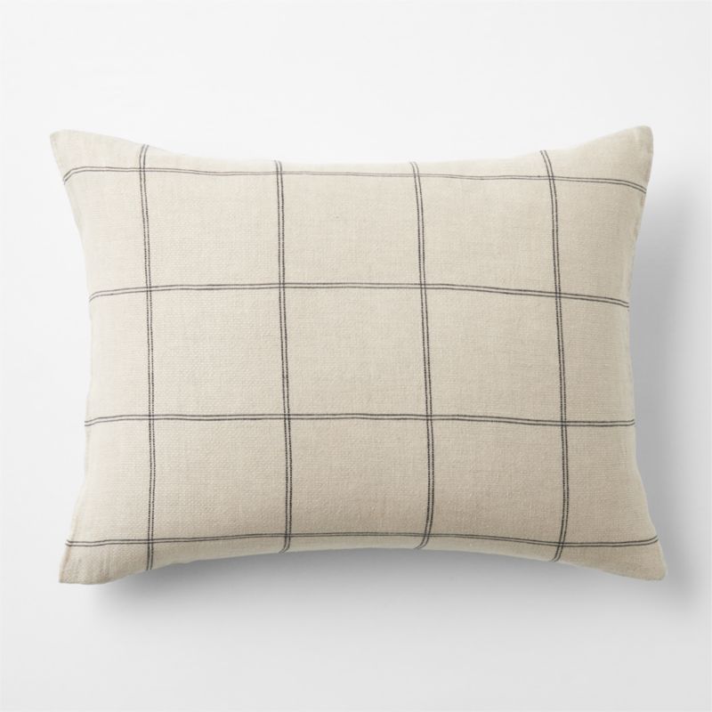 Natural Hemp Arcadia Tan and Midnight Navy Reversible Grid Standard Bed Pillow Sham - image 7 of 7