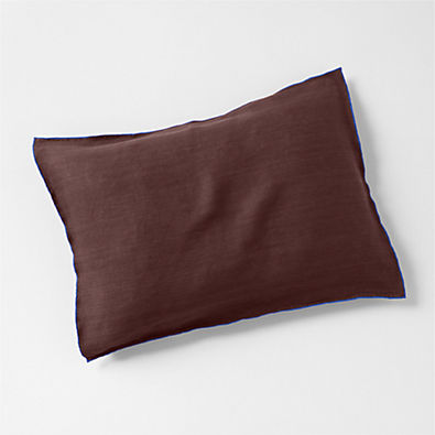 View Aire Natural Hemp Merrow Stitch Cider Burgundy Standard Bed Pillow Sham details