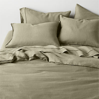 View Aire Natural Hemp Merrow Stitch Garden Green King Duvet Cover details