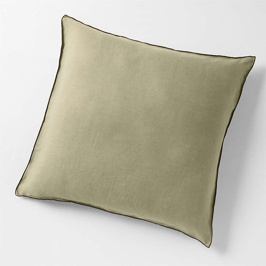 Hemp Merrow Stitch Garden Green Euro Pillow Sham + Reviews | Crate & Barrel