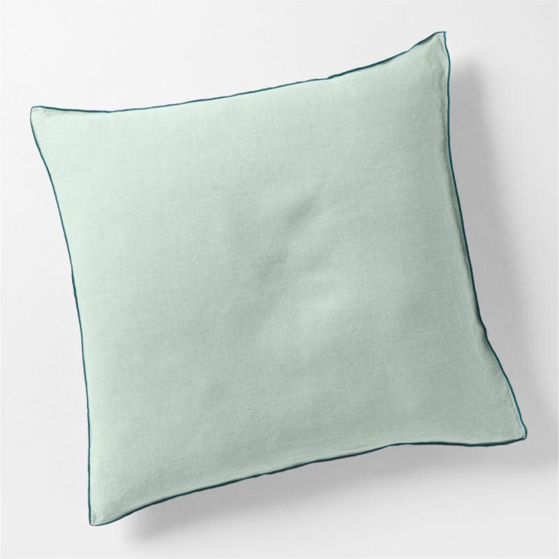 New Natural Hemp Merrow Stitch Verte Green Euro Bed Pillow Sham