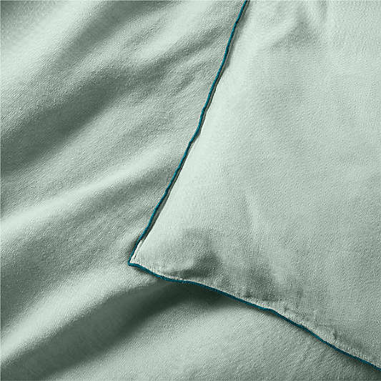 Aire Natural Hemp Merrow Stitch Verte Green Standard Bed Pillow Sham