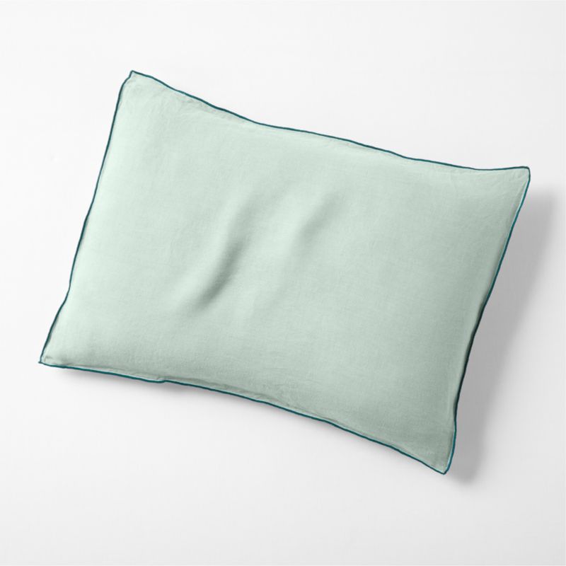 New Natural Hemp Merrow Stitch Verte Green Standard Bed Pillow Sham