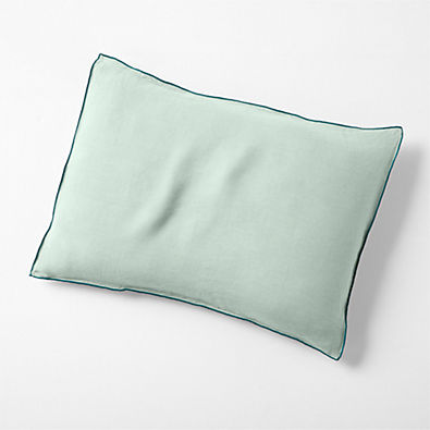 View Aire Natural Hemp Merrow Stitch Verte Green Standard Bed Pillow Sham details