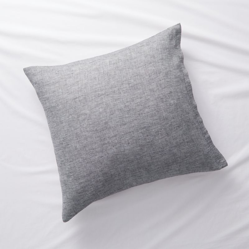 New Natural Hemp Ink Black Grid Euro Bed Pillow Sham - image 2 of 6