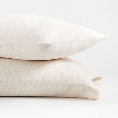 View Aire Natural Hemp Ivory Grid Standard Pillowcases, Set of 2 details
