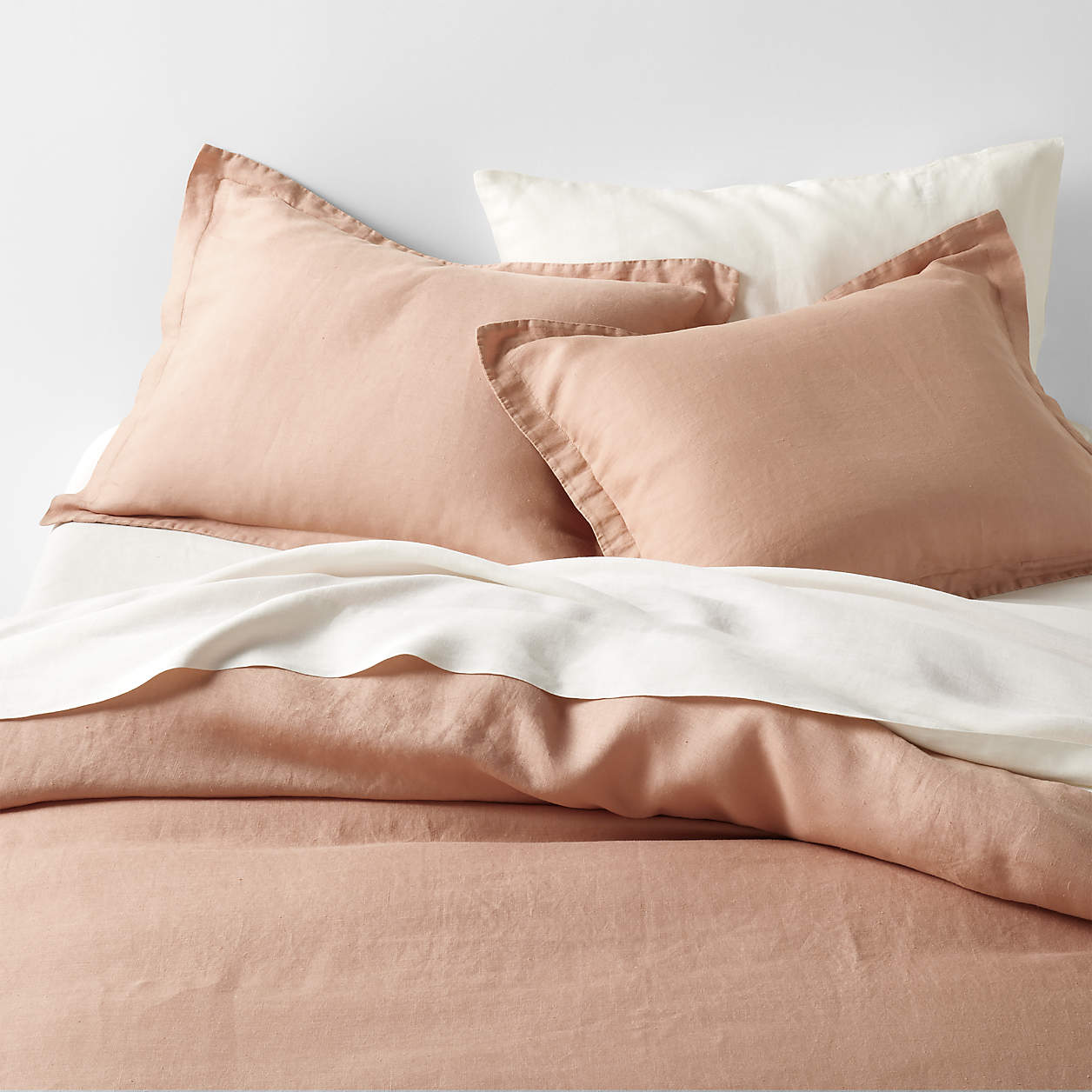 New Natural Hemp Terracotta King Duvet Cover Crate & Barrel