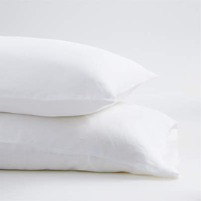 New Natural Hemp White Standard Pillowcases, Set of 2