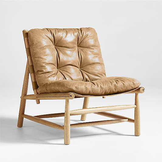 Henning Wood and Leather Accent Chair