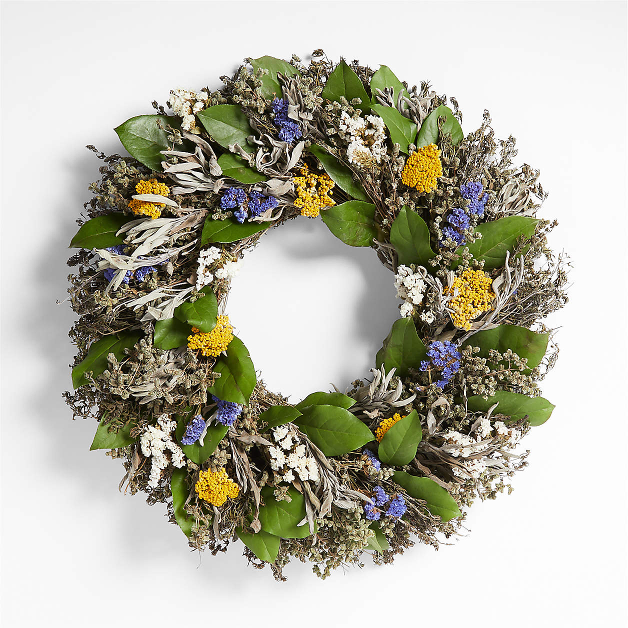 Live Herbal Floral Wreath 22" + Reviews Crate & Barrel