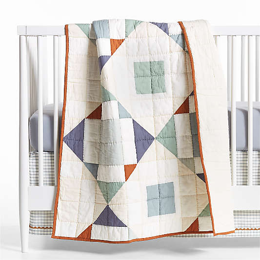 Heritage Blue Organic Cotton Baby Crib Quilt