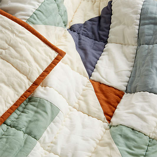Heritage Blue 100% Organic Cotton Baby Crib Quilt