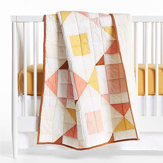 Heritage Pink Organic Cotton Baby Crib Quilt