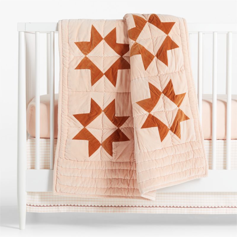 Elegant Pink Heritage Velvet Baby Crib Quilt