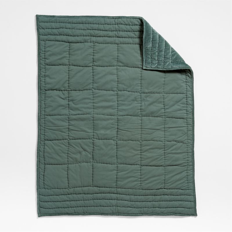 Pine Green Heritage Velvet Baby Crib Quilt - image 5 of 8