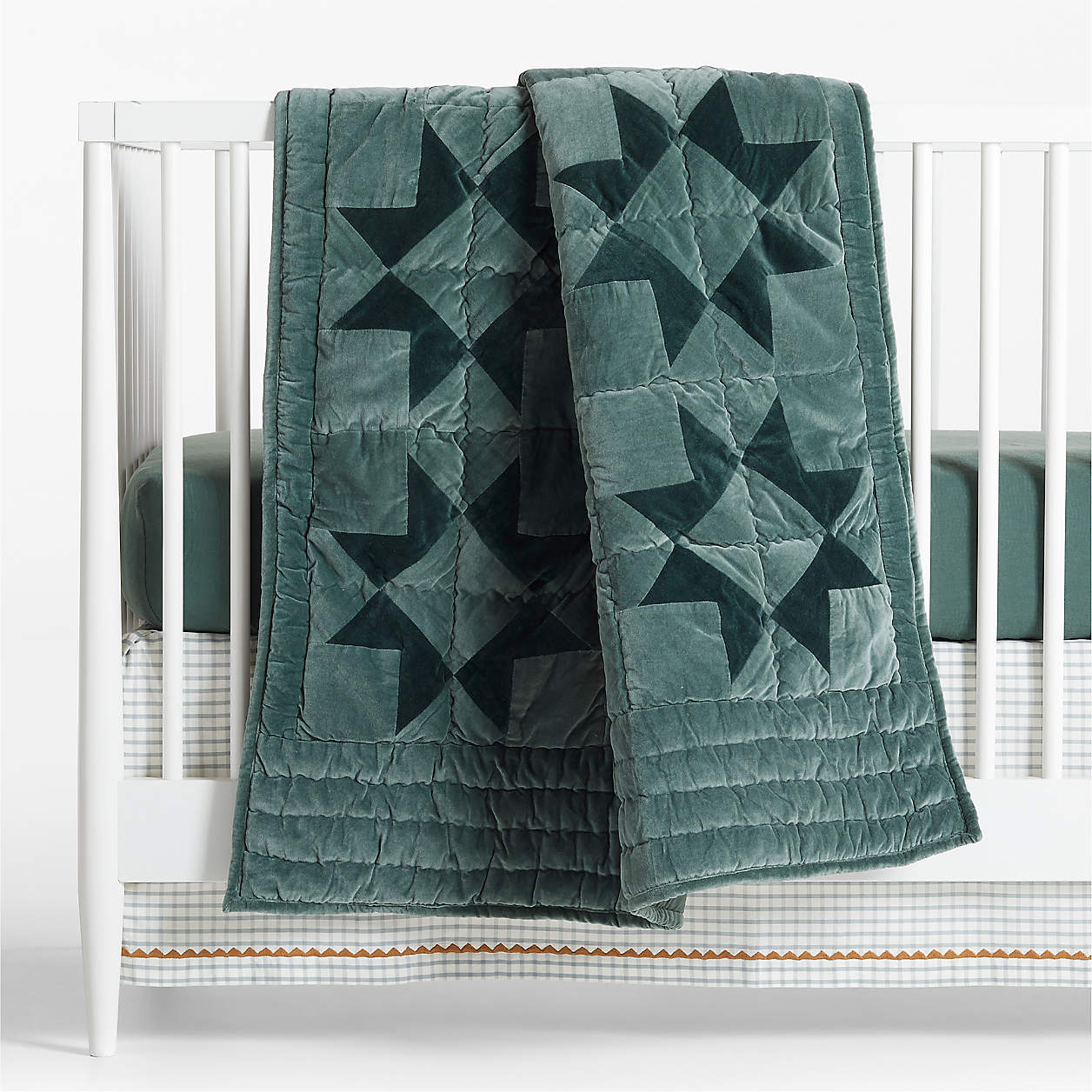 Pine Green Heritage Velvet Baby Crib Quilt + Reviews Crate & Kids