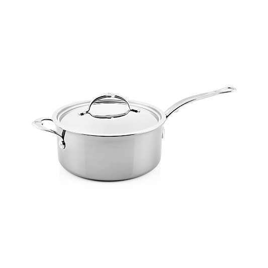 Hestan NanoBond Stainless Steel 4-Qt. Saucepan with Helper Handle and Lid