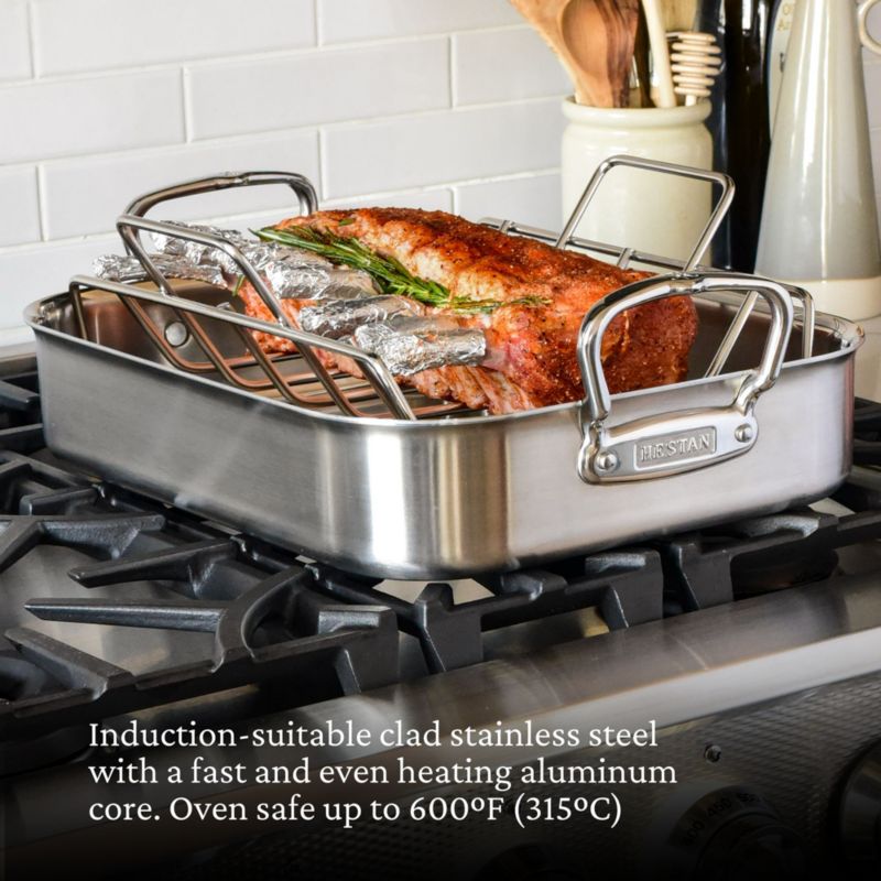Hestan Provisions Large 17" Stainless Steel Roasting Pan with Rack - image 4 of 9