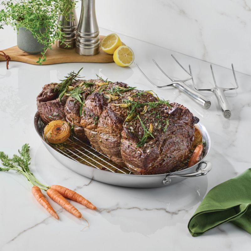 Hestan Provisions Oval Stainless Steel Roasting Pan with Rack - image 2 of 9