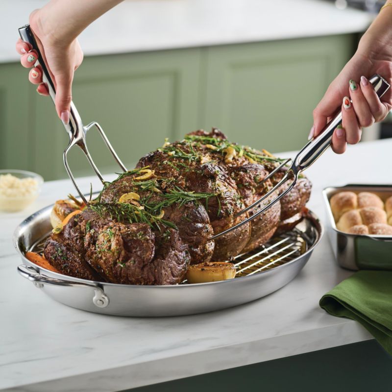 Hestan Provisions Oval Stainless Steel Roasting Pan with Rack - image 1 of 9