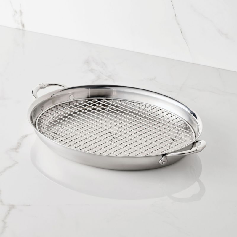 Hestan Provisions Oval Stainless Steel Roasting Pan with Rack - image 4 of 9