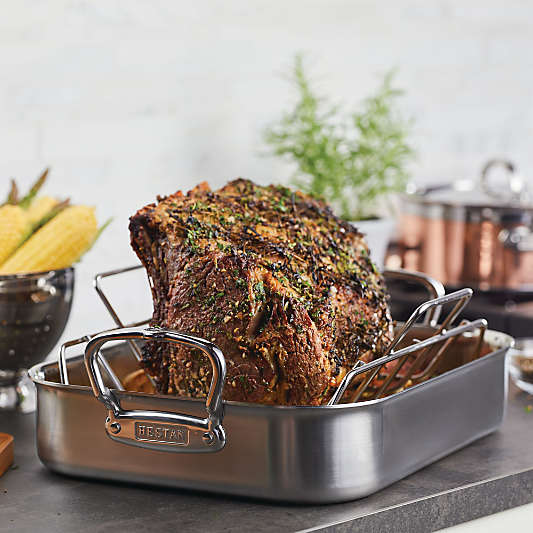 Hestan Provisions Small 14.5" Stainless Steel Roasting Pan with Rack