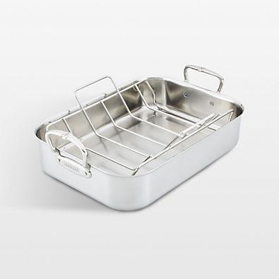 View Hestan Provisions Small 14.5" Stainless Steel Roasting Pan with Rack details