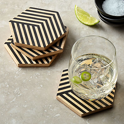 View Hex Painted Coasters, Set of 4 details