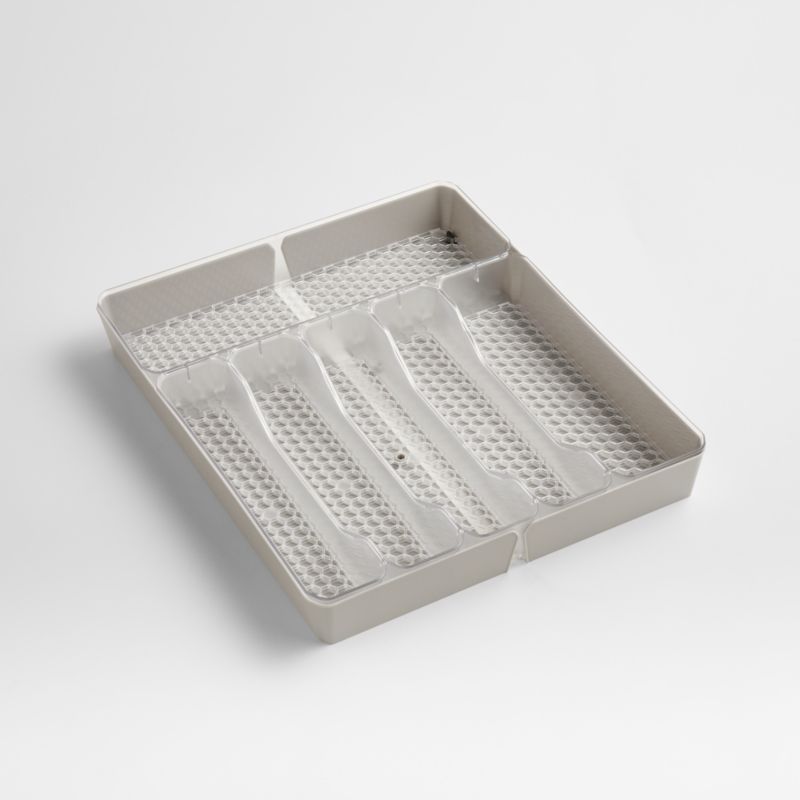 Spectrum Hexa Clear Frost 6Divider Expandable Silverware Tray Crate