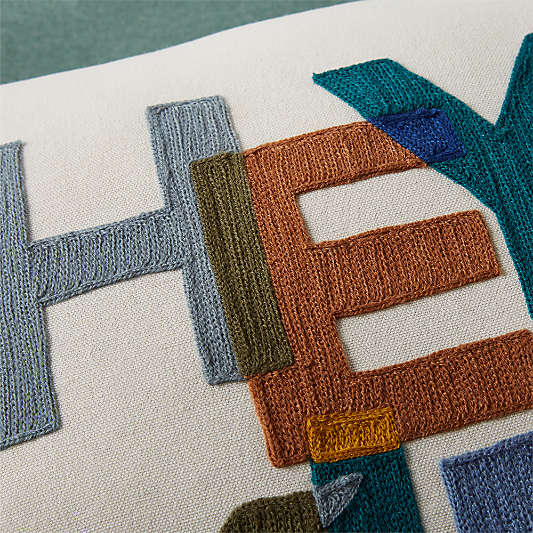 "Hey, Kid!" Embroidered Kids Throw Pillow