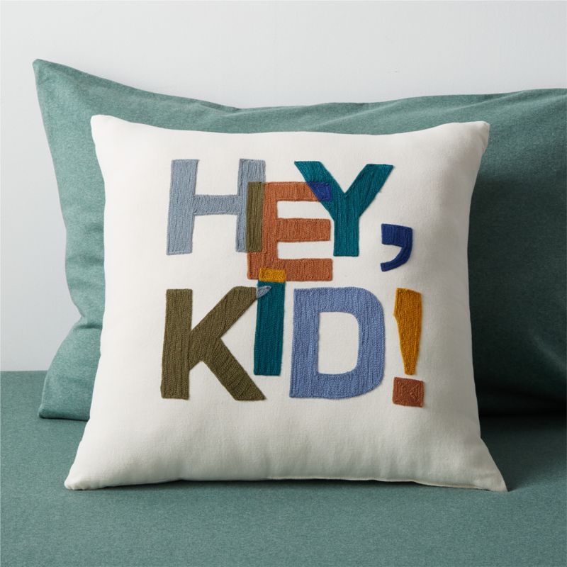 Hey Kid Embroidered Kids Throw Pillow Crate Kids