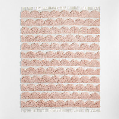 View Hi/Low Scallop Elegant Pink Flatweave Kids Performance Area Rug 6'x9' details