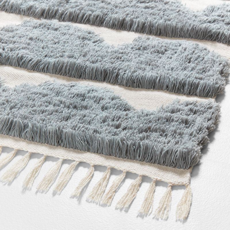 Hi/Low Scallop Mist Blue Flatweave Kids Performance Area Rug 5x8