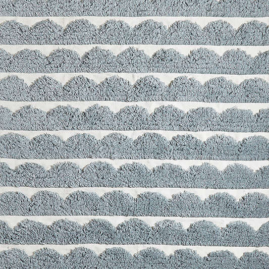 Hi/Low Scallop Mist Blue Flatweave Kids Performance 12"x18" Rug Swatch