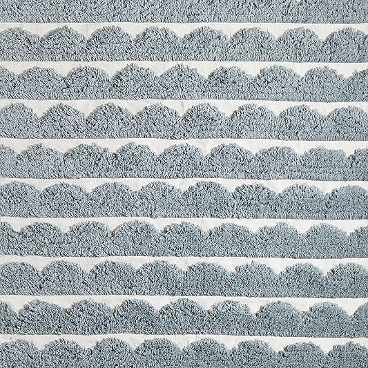 Hi/Low Scallop Mist Blue Flatweave Kids Performance Area Rug