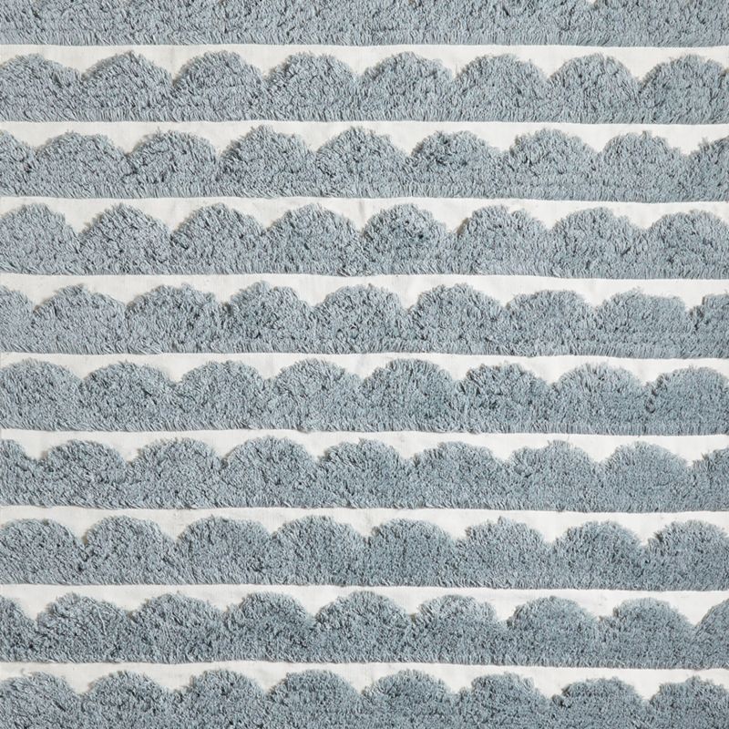 Hi/Low Scallop Mist Blue Flatweave Kids Performance Area Rug 5x8