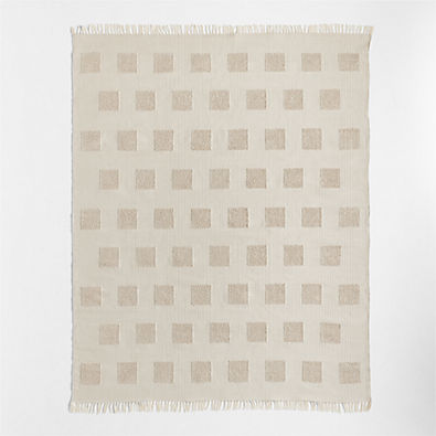 View Hi/Low Square Stone Tan Flatweave Kids Performance Area Rug 5'x8' details