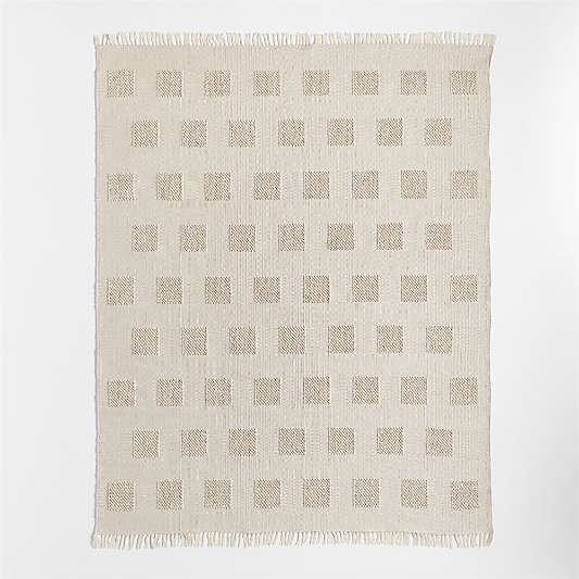 Hi/Low Square Stone Tan Flatweave Kids Performance Area Rug