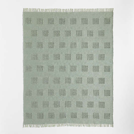 Hi/Low Square Verte Green Flatweave Kids Performance Area Rug 5'x8'