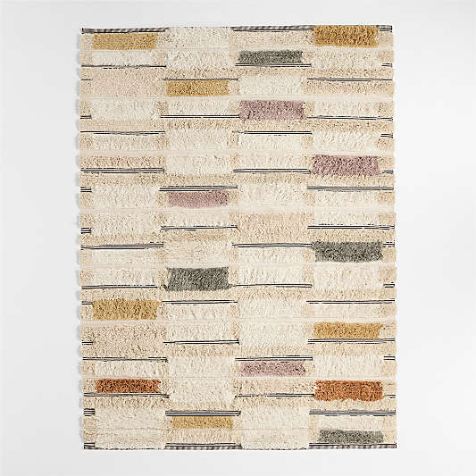 Hi/Low Stripe Wool Blend Kids Area Rug 5'x8'