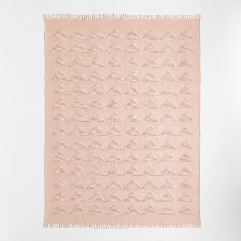 Hi/Low Triangle Natural Blush Flatweave Kids Performance Area Rug 5x8