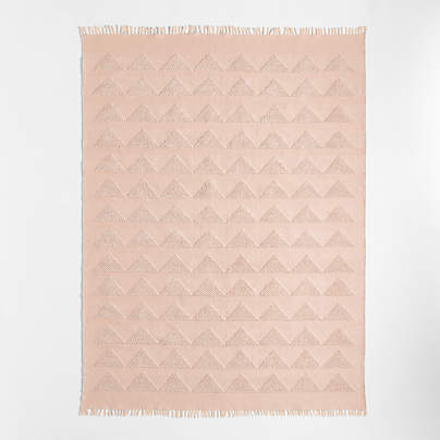 Hi/Low Triangle Natural Blush Flatweave Kids Performance Area Rug 5'x8'