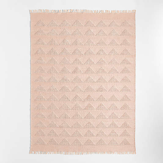 Hi/Low Triangle Natural Blush Flatweave Kids Performance Area Rug