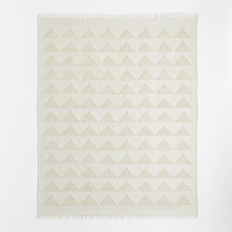 Hi/Low Triangle Pampas Ivory Flatweave Kids Performance Area Rug 5x8