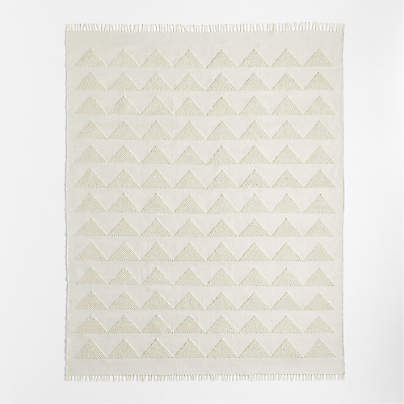 Hi/Low Triangle Pampas Ivory Flatweave Kids Performance Area Rug 6'x9'